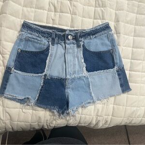 Patchwork Denim Shorts